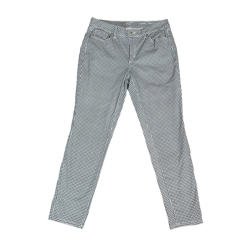 Crown And Ivy Blue and White Gingham Hi-Rise Skinny Pant Stretch Medium